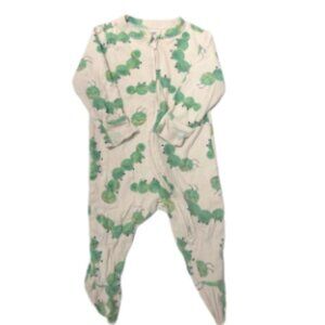 Old Navy GUC 3-6 month novelty caterpillar print two way zip footie pajamas